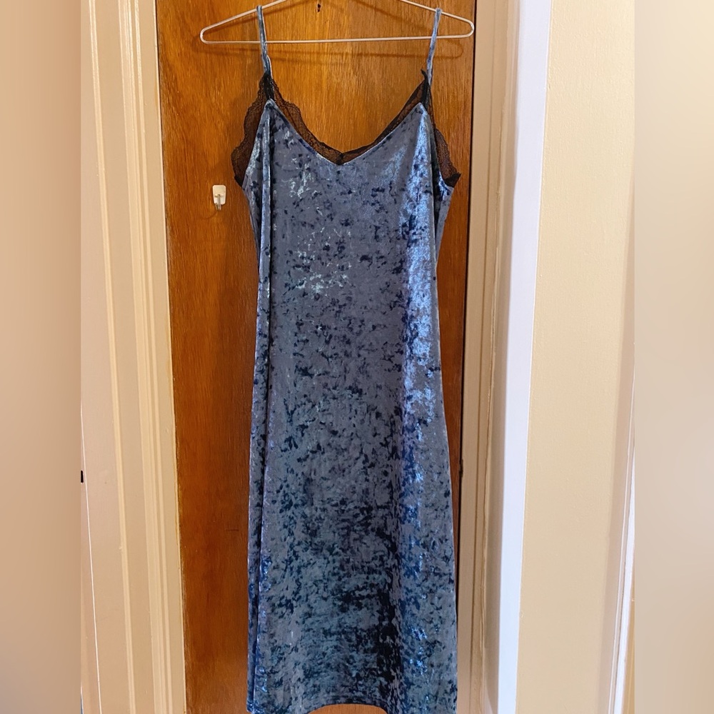 Crushed Velvet Blue Velour dress